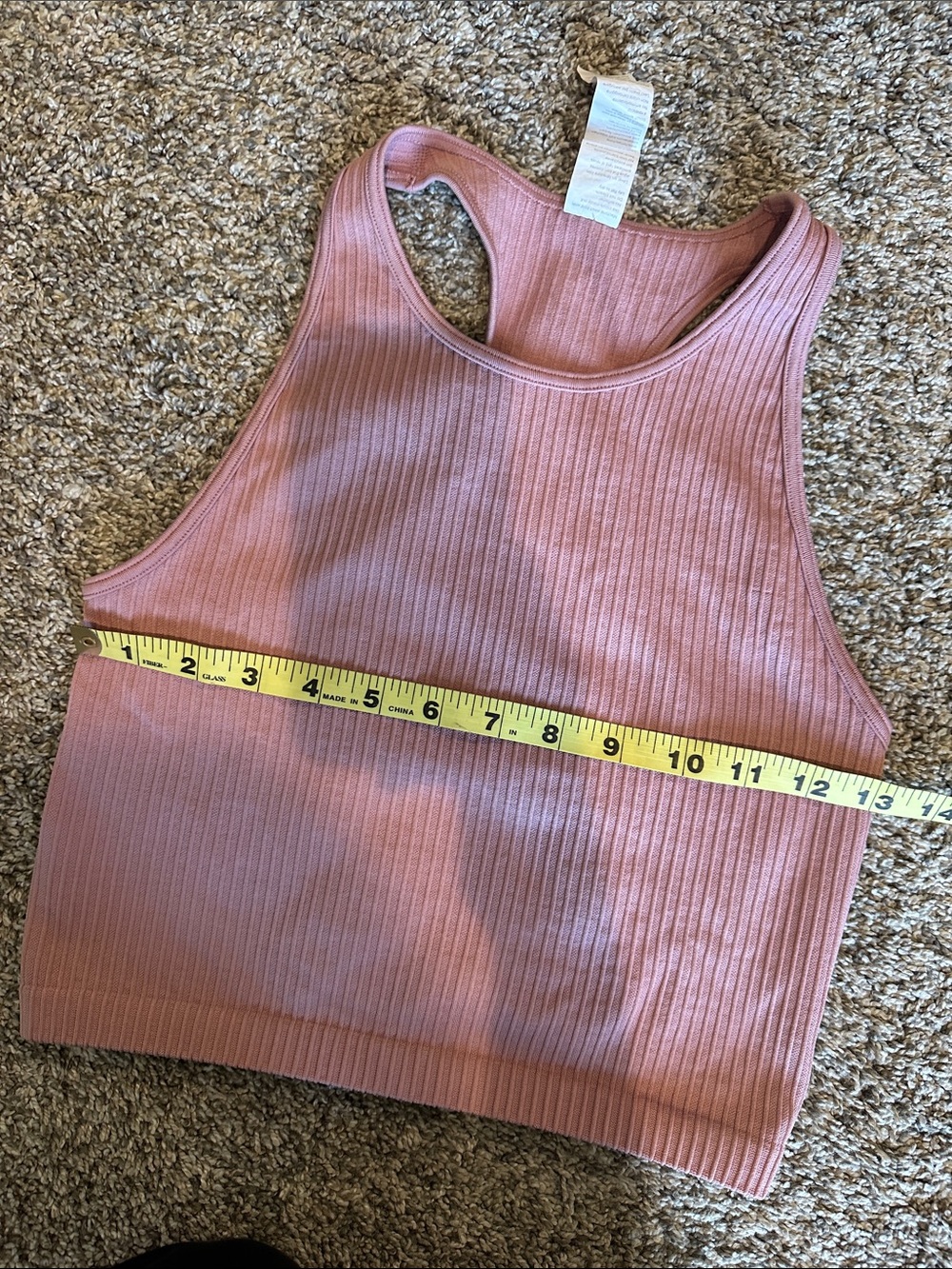 Fabletics Mauve Ribbed Racerback Crop Top - Picture 7 of 8